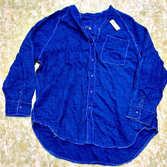 NWT Aerie Oversized Indigo Button Down- XXL - Picture 1 of 5
